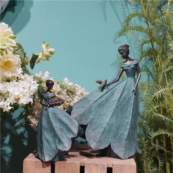 Fairy Statue Collection Home Decoration Leaf Angel Girls Resin Home Garden Decor - Picture 3 of 7